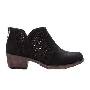 Propet Women Remy Perforated Ankle Booties Size 10W Black Nubuck Leather